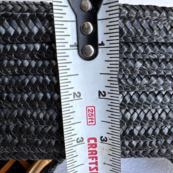 Black Woven Tote With Bamboo Handles & Colorful Embellishments - Picture 11 of 11